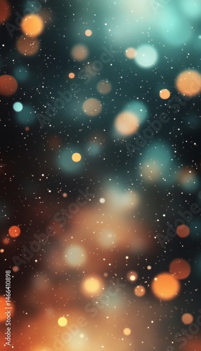 Dreamy soft focus cityscape on a rainy day with colorful teal and orange bokeh lights