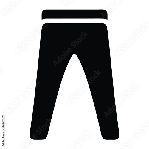 chinos vector silhouette icon, black and white illustration of clothing.