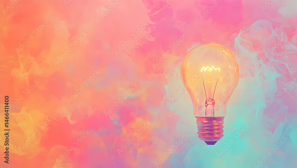 Lightbulb glowing pastel background Lightbulb glowing pastel background