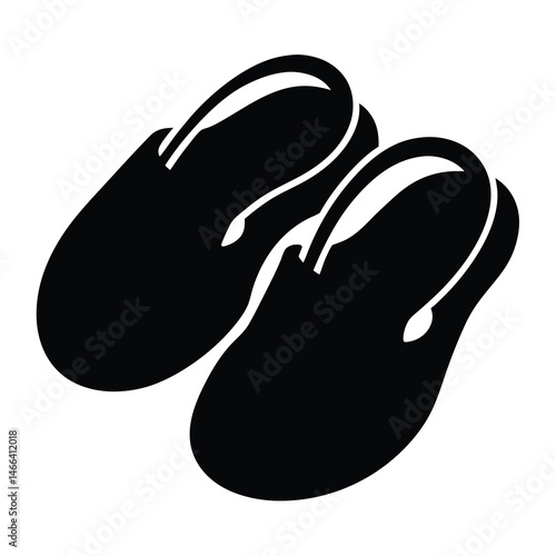 clogs vector silhouette icon, black and white illustration of footwear.