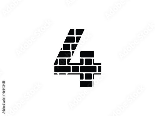 number 4 brick wall symbol icon design vector isolated transparent background