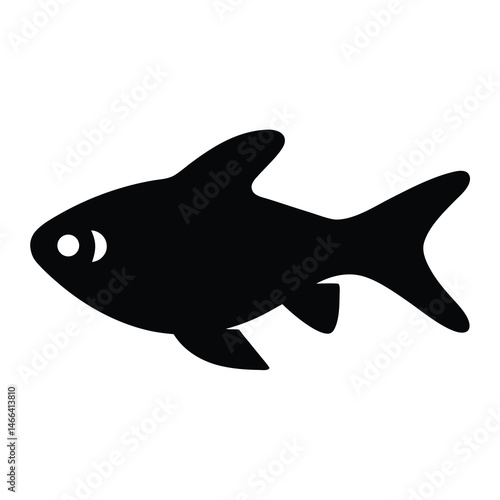 congo tetra fish vector silhouette icon, black and white illustration of fish.