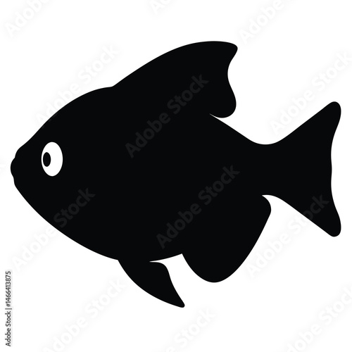 congo tetra fish vector silhouette icon, black and white illustration of fish.