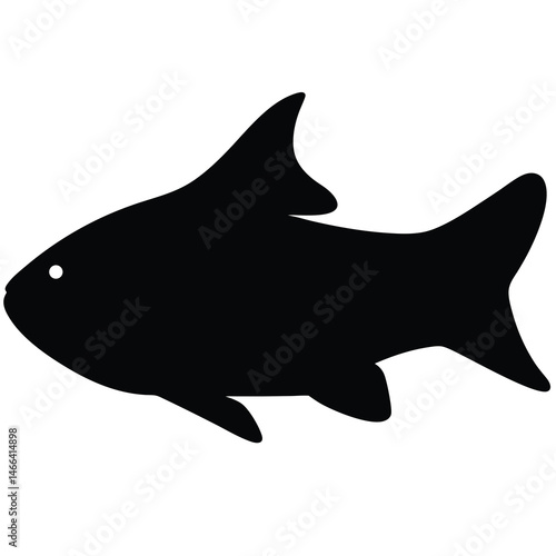 corydoras catfish vector silhouette icon, black and white illustration of fish.
