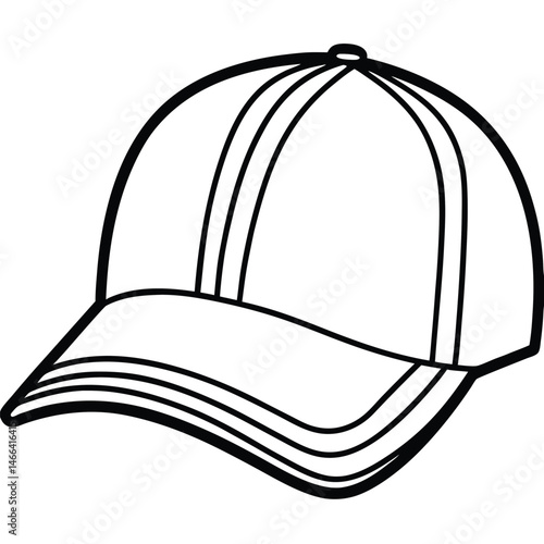 Simple black outline defines a generic cap with clean, modern lines on white