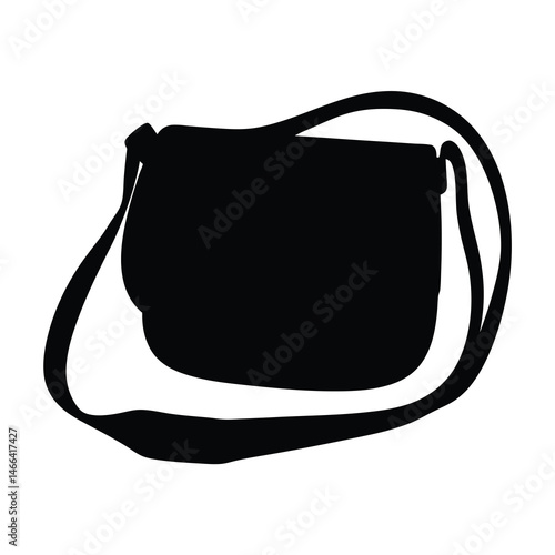 crossbody bags vector silhouette icon, black and white illustration of footwear.