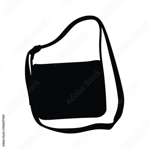 crossbody bags vector silhouette icon, black and white illustration of footwear.