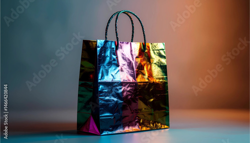 colorful shopping bags on blue background