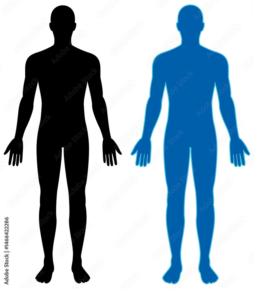 Human Silhouette Vector Illustration in Black and Blue Human Silhouette Vector Illustration in Black and Blue