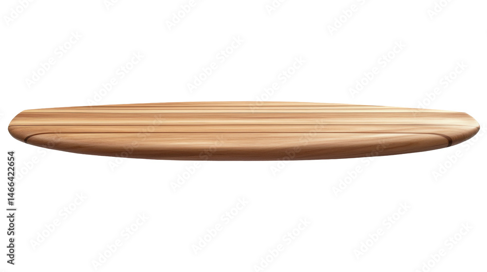 Fototapeta premium Natural Wooden Surfboard with Smooth Finish and Elegant Design against Transparent Background