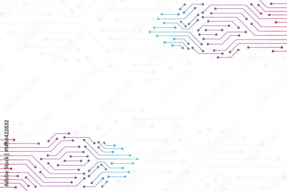 Obraz premium Futuristic Circuit Technology Background with Gradient Lines and Digital Nodes