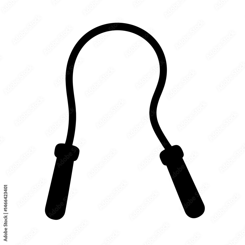 Obraz premium Jump rope icon in solid black silhouette style