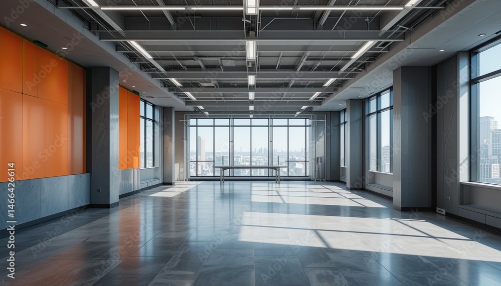 Fototapeta premium Modern Empty Office Space with City View