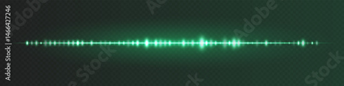 Green sound line with luminous peaks and fading endpoints on dark checkered backdrop, suitable for AI audio input, voice bot interface or assistant visualization.