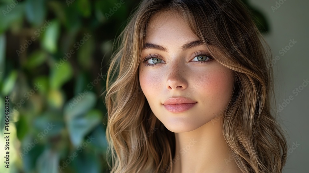 A fresh, hydrated makeup look with light coverage and radiant highlights, simple elegance A fresh, hydrated makeup look with light coverage and radiant highlights, simple elegance
