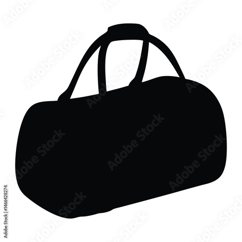 duffel bags vector silhouette icon, black and white illustration of footwear.