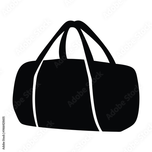 duffel bags vector silhouette icon, black and white illustration of footwear.