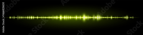 Yellow waveform glowing softly on black background, with smooth symmetrical reflection and low to mid amplitude spikes for minimal voice input design.