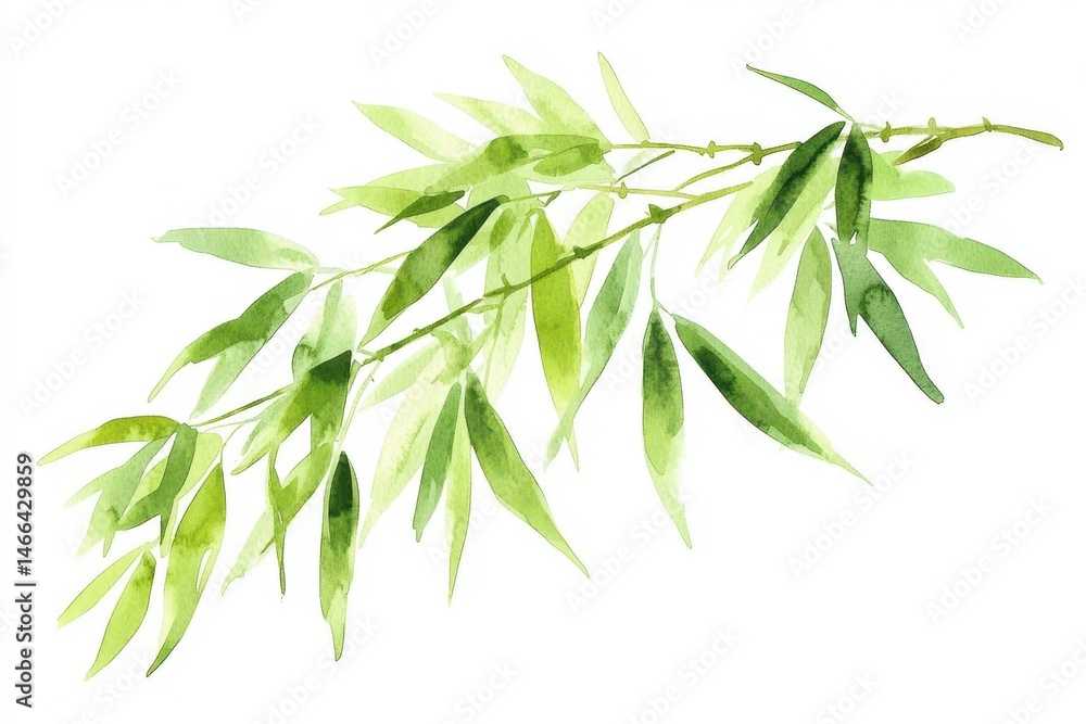 Bamboo Watercolor Illustration: Symbol of Endurance and Longevity in Oriental Style Bamboo Watercolor Illustration: Symbol of Endurance and Longevity in Oriental Style