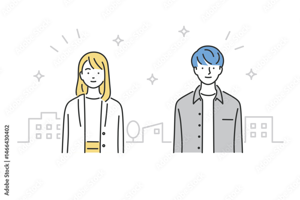 college students, upper body, front view, vector illustration college students, upper body, front view, vector illustration