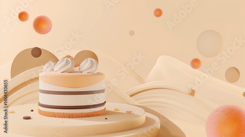 Food Festival Cake Background: Overflowing with Sweet Dreams, Sketching a Dreamy Gastronomic Journey of the Blending of Cream Swirls and Colorful Cakes