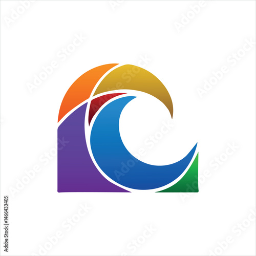Colorful wave logo minimalistic vector illustration