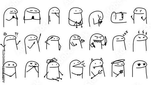 cute vector cartoon character illustration abstract black lines suitable for stickers, covers, memes