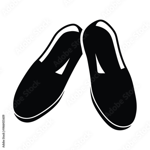 espadrilles vector silhouette icon, black and white illustration of footwear.