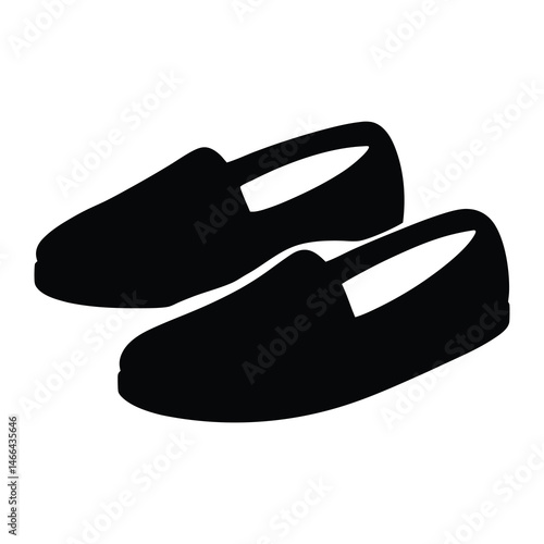 espadrilles vector silhouette icon, black and white illustration of footwear.