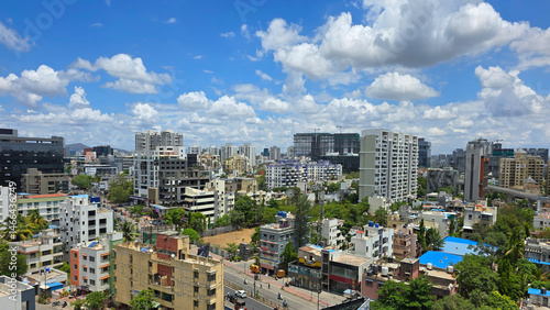 Aerial view of the Pune city, IT hub, software park, India, Mumbai, Delhi, Bangalore, Jaipur