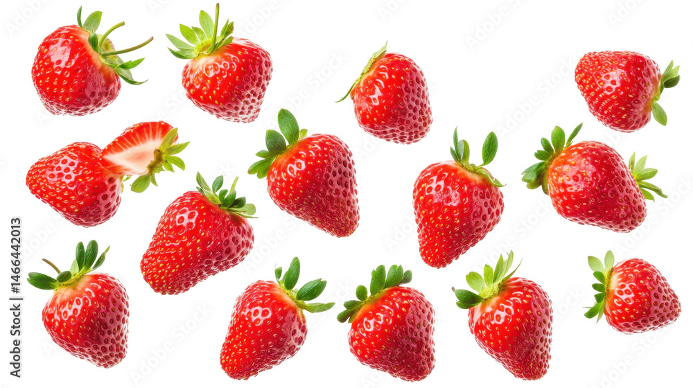Fresh, Ripe Strawberries Arranged on a Transparent Background for Culinary Use Fresh, Ripe Strawberries Arranged on a Transparent Background for Culinary Use