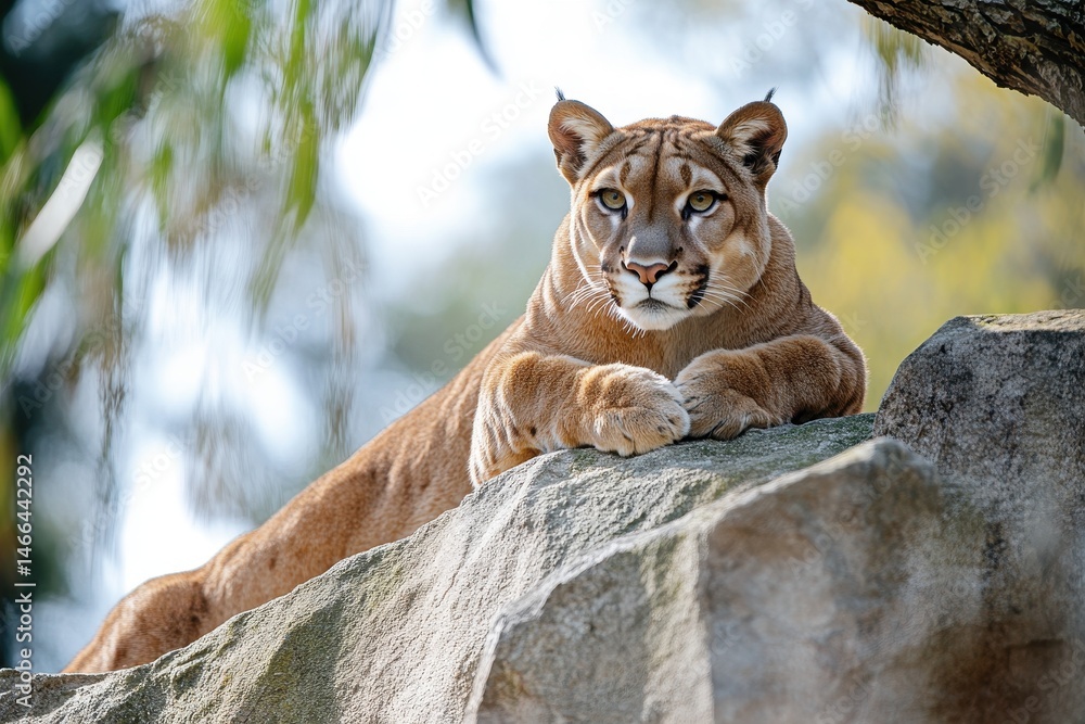 Obraz premium Lion Cougar. Isolated on White Background. Mountain Wildlife in Nature