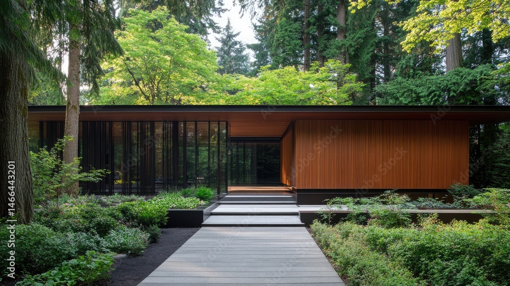 Front view of box house with sleek garage entry on side Front view of box house with sleek garage entry on side