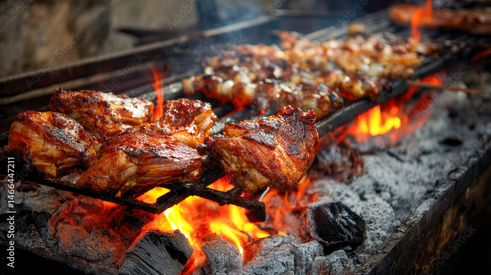 Grilling Marinated Chicken on a Charcoal Barbecue in a Backyard During a Sunny Afternoon Gathering Generative AI Grilling Marinated Chicken on a Charcoal Barbecue in a Backyard During a Sunny Afternoon Gathering Generative AI