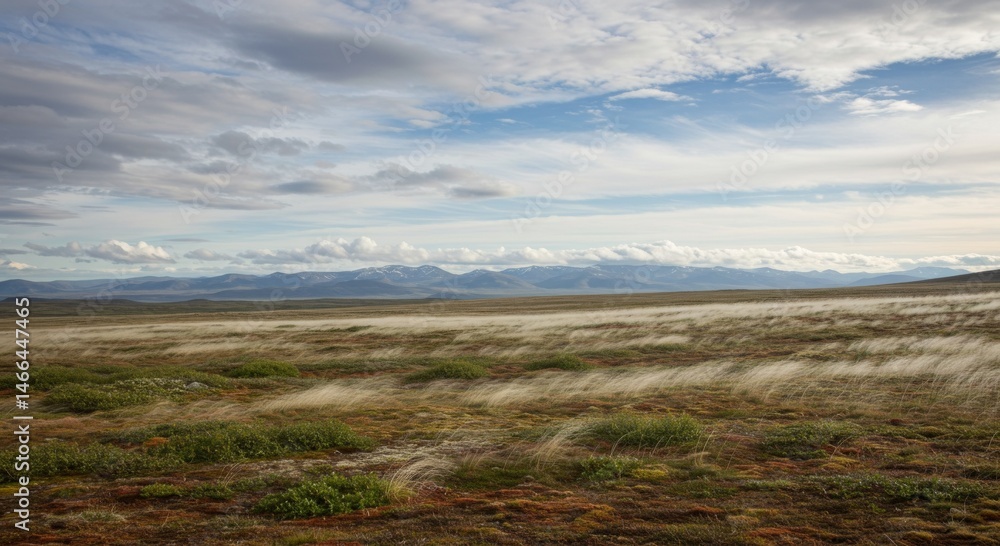 Vast Grassland Landscape Under a Cloudy Sky Vast Grassland Landscape Under a Cloudy Sky