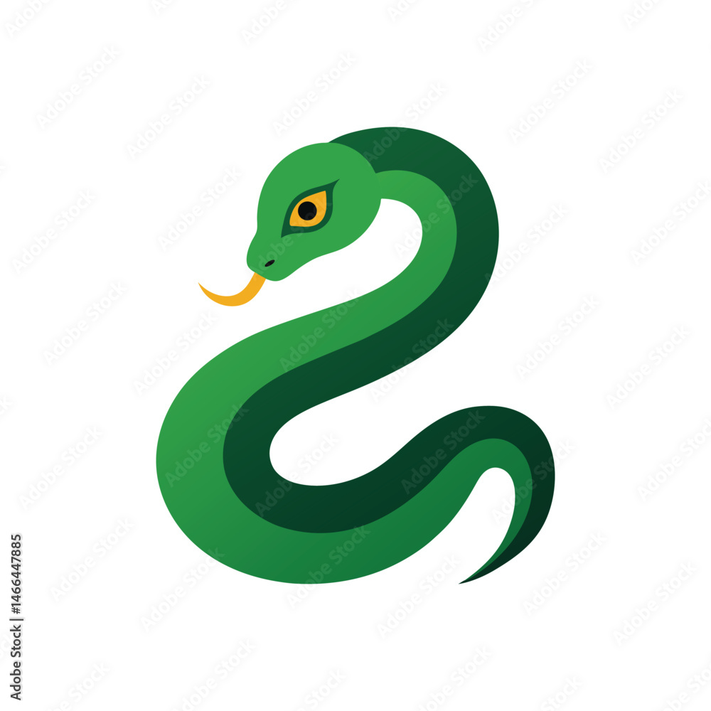 Naklejka premium moss snake vector art illustration on white background