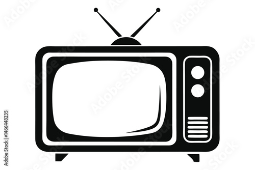 Classic television with antenna showcases vintage technology in a solid, retro black and white style