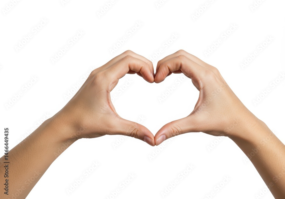 Hands forming a heart shape against a clean white background, symbolizing love and affection Hands forming a heart shape against a clean white background, symbolizing love and affection