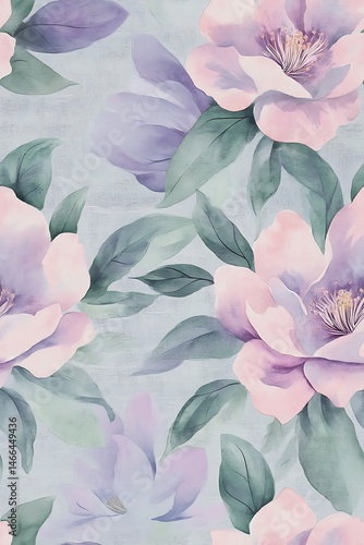 Delicate Lavender Bloom Watercolor Art A Charming Display of Soft Floral Textures and Subdued Pastel Tones in a Vintage Style Impression