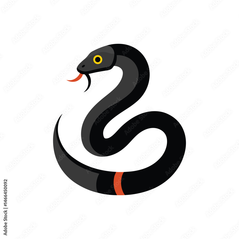 Naklejka premium obsidian snake vector art illustration