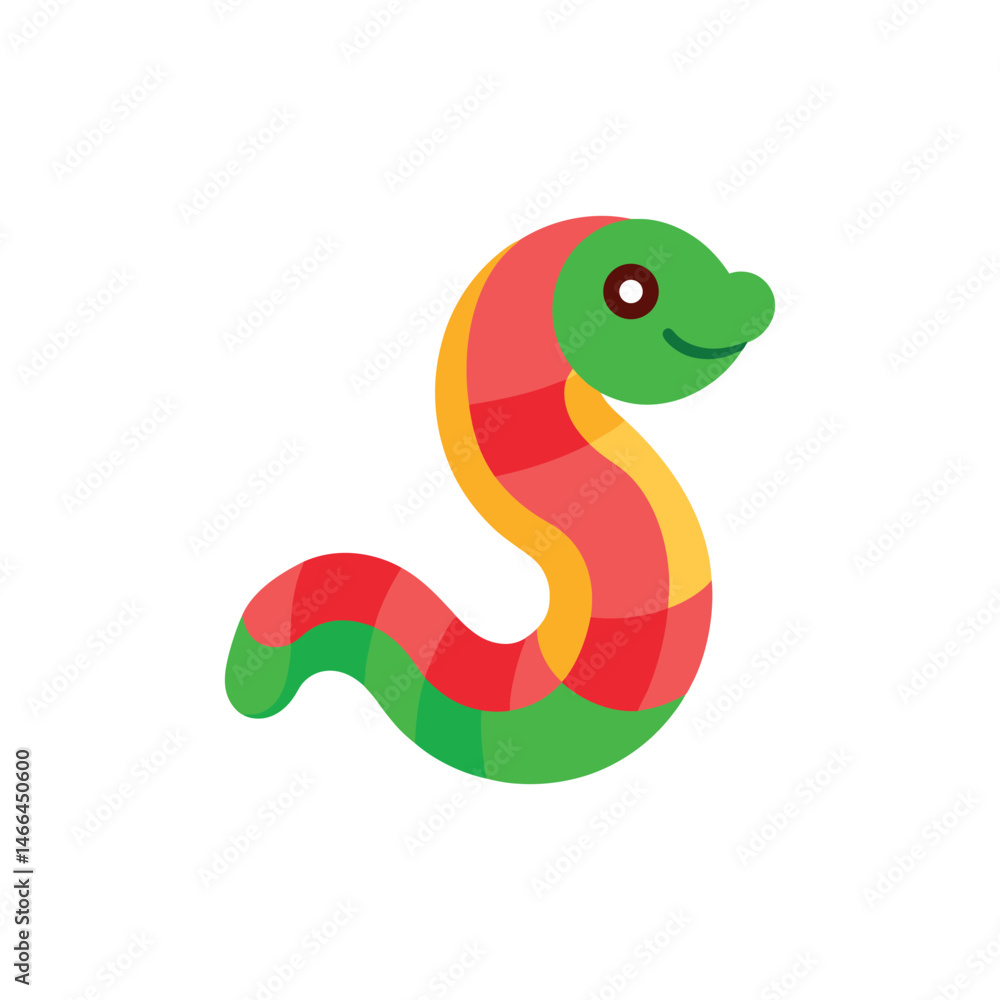 Naklejka premium gummy snake vector art illustration on white background