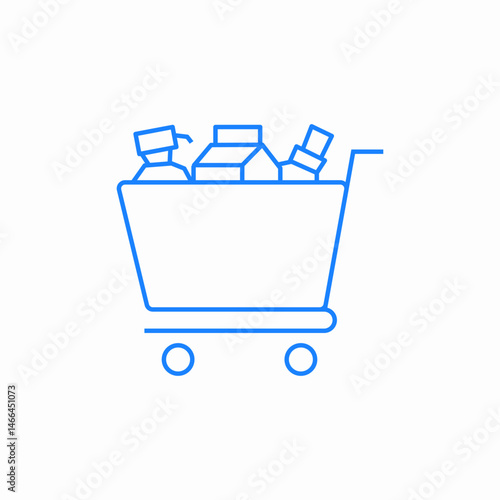 shopping cart filled with goods icon sign vector