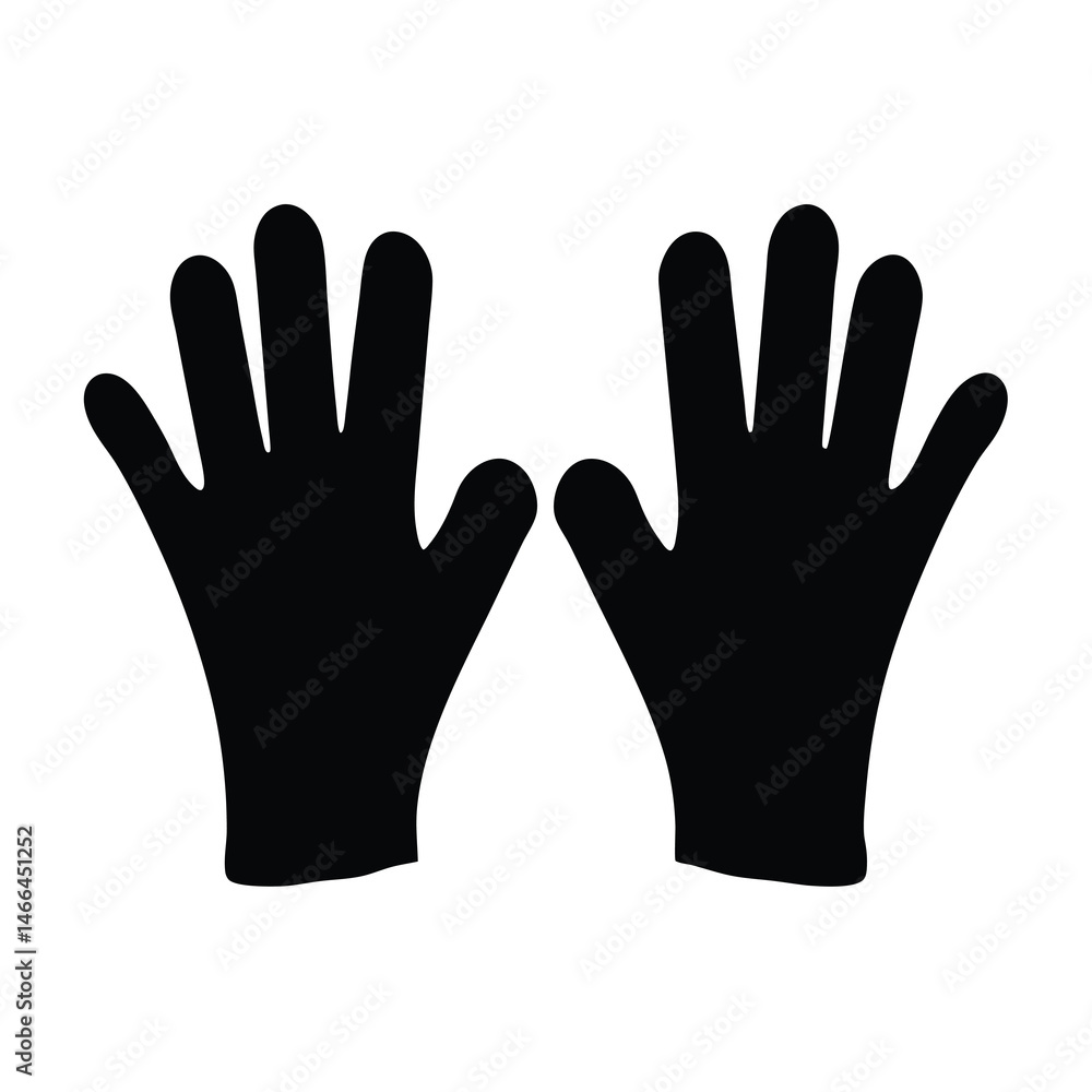 gloves vector silhouette icon, black and white illustration of footwear. gloves vector silhouette icon, black and white illustration of footwear.