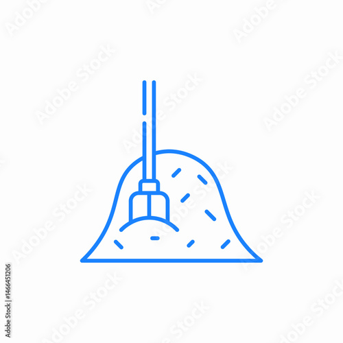 shovel stuck in pile of soil or sand icon sign vector