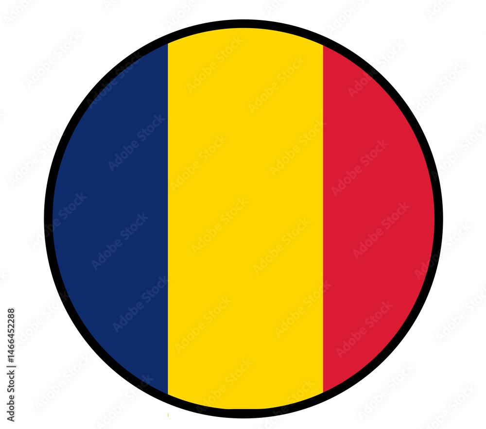 Fototapeta premium Chad flag similiar of romania flag button