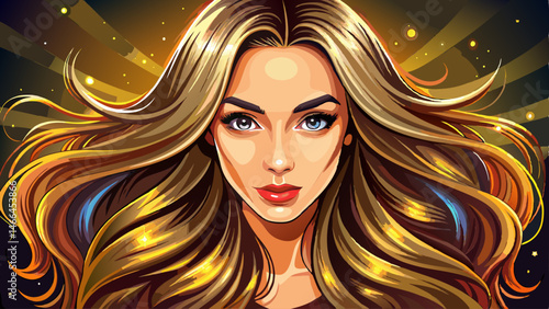 Beautiful healthy shiny hair texture with highlighted streaks Very beautiful white background