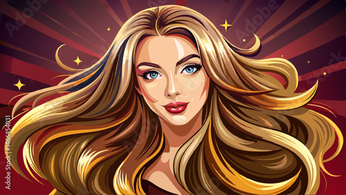 Beautiful healthy shiny hair texture with highlighted streaks Very beautiful white background