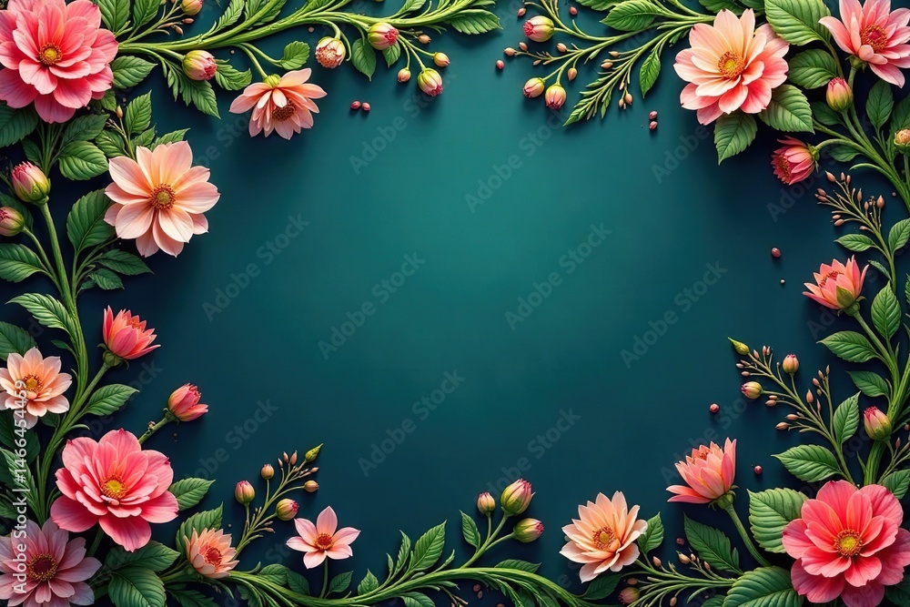 Intricate leafy vines, blooming flowers, seamless repeat, art, nature Intricate leafy vines, blooming flowers, seamless repeat, art, nature