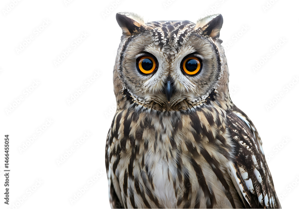 Longeared Owl Portrait Majestic Bird Photography on Transparent background Longeared Owl Portrait Majestic Bird Photography on Transparent background
