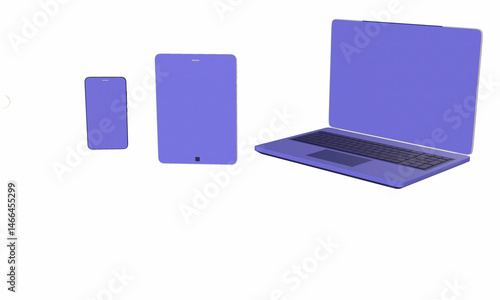 3D Illustration Phone - Tablet PC - Laptop